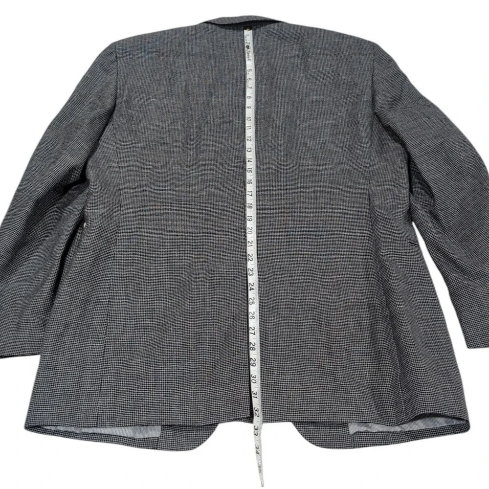 Jos A Bank Silk‎ Wool Sport Coat Men's Size 42L Black White Houndstooth 2 Button